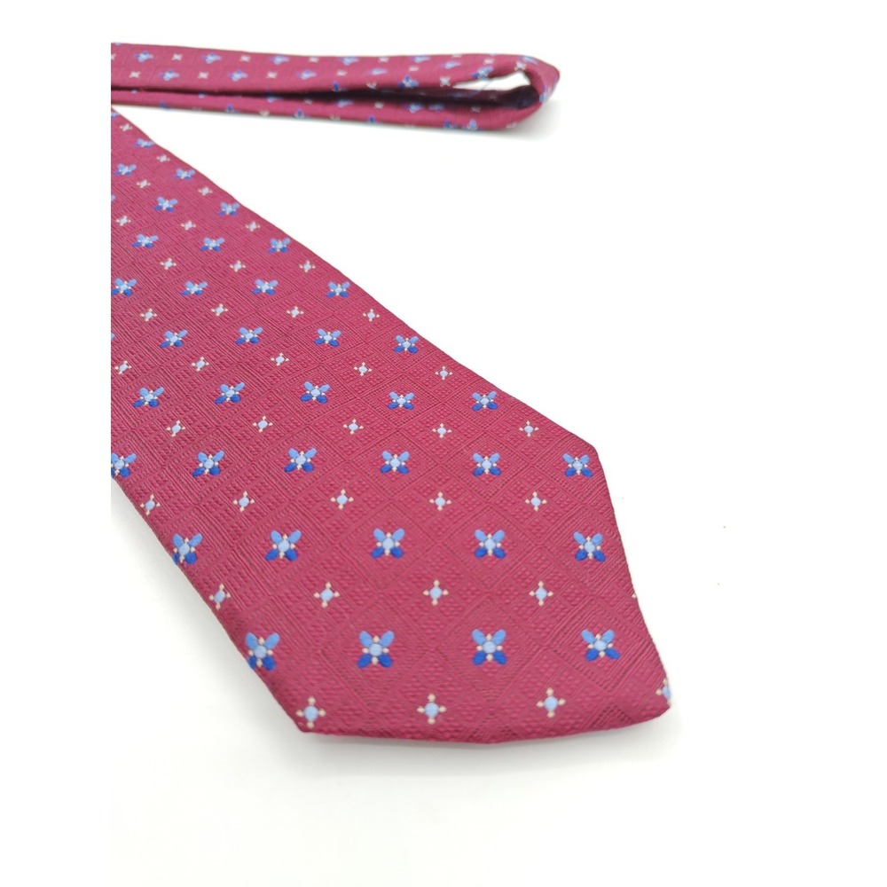 Tom James Executive Silk Tie Mens Burgundy Geometric USA 58x3.375